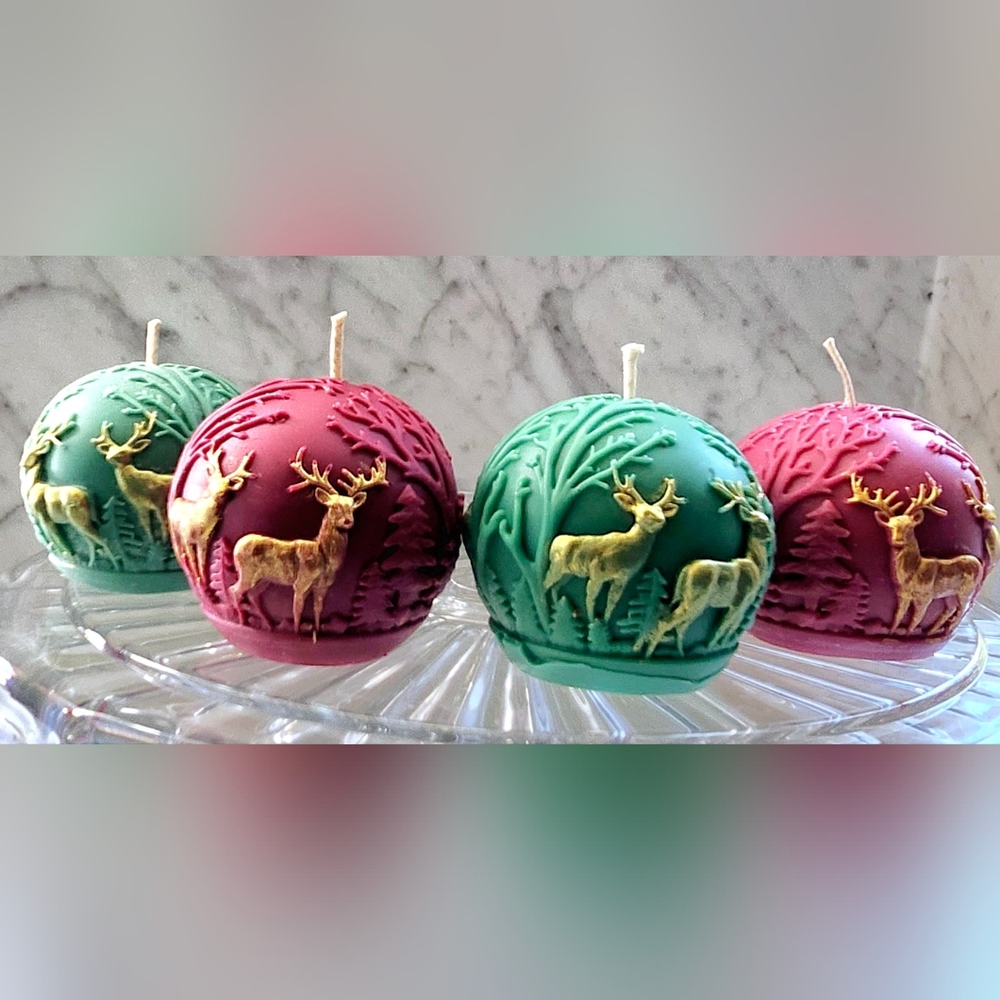 Christmas ornament ball candle,set of 2 Christmas Candle,juniper scented Candle,